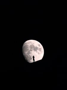 Preview wallpaper moon, silhouette, photographer, night, black
