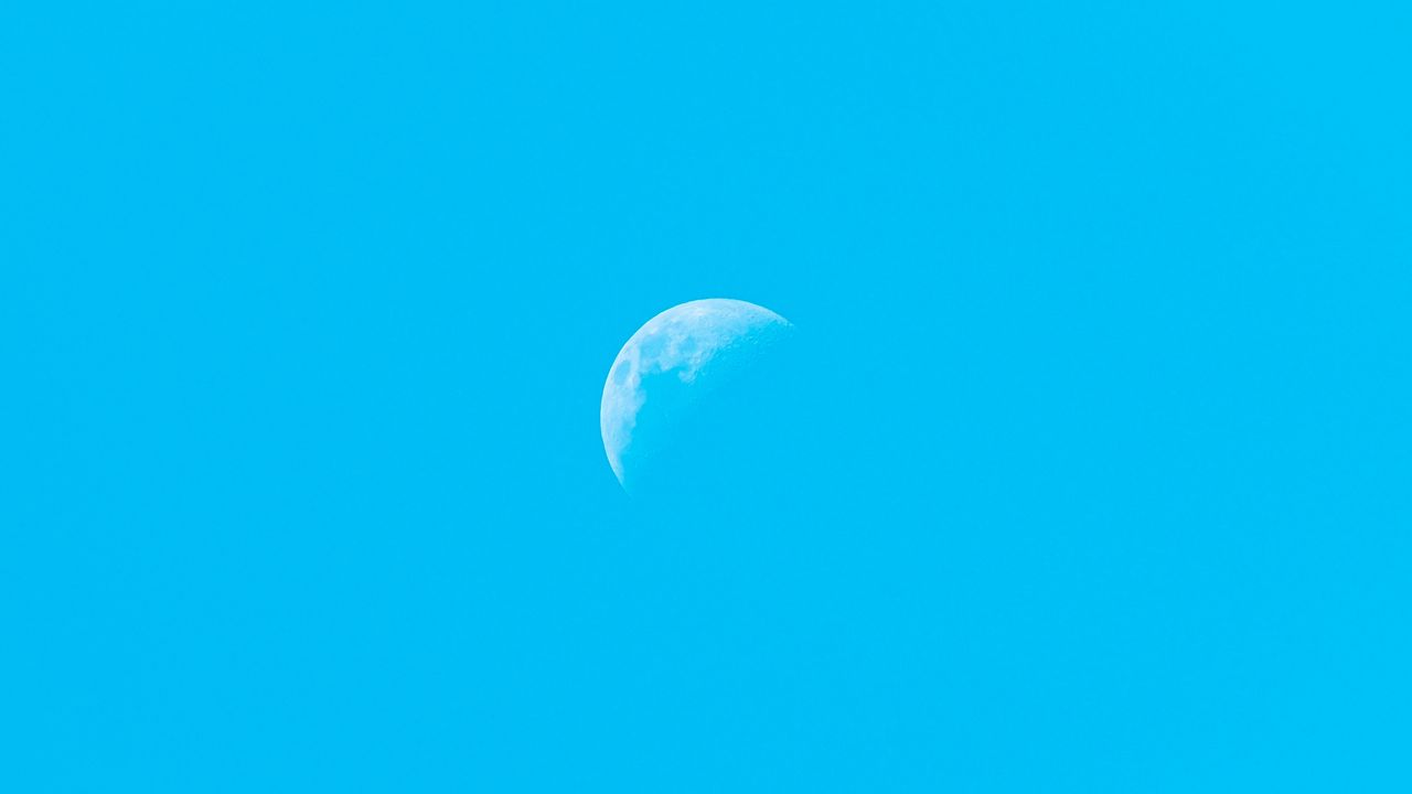 Wallpaper moon, sky, blue, minimalism