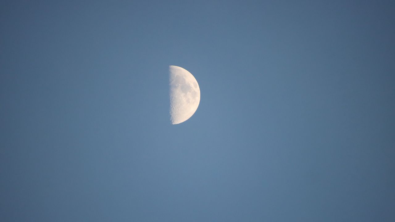 Wallpaper moon, sky, blue, night, minimalism
