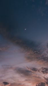 Preview wallpaper moon, sky, clouds, sunset, night, porous