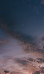 Preview wallpaper moon, sky, clouds, sunset, night, porous