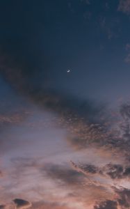 Preview wallpaper moon, sky, clouds, sunset, night, porous