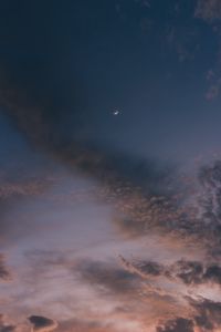 Preview wallpaper moon, sky, clouds, sunset, night, porous