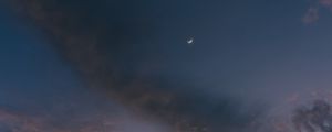 Preview wallpaper moon, sky, clouds, sunset, night, porous