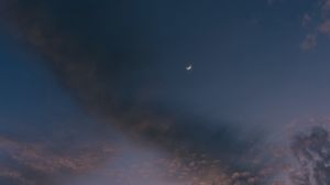 Preview wallpaper moon, sky, clouds, sunset, night, porous