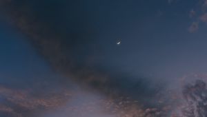 Preview wallpaper moon, sky, clouds, sunset, night, porous