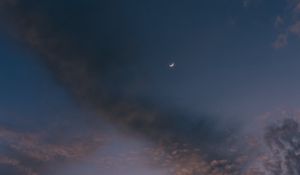Preview wallpaper moon, sky, clouds, sunset, night, porous
