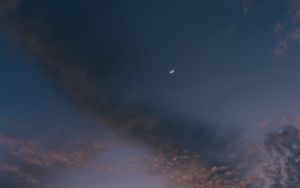 Preview wallpaper moon, sky, clouds, sunset, night, porous