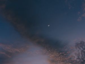 Preview wallpaper moon, sky, clouds, sunset, night, porous