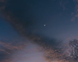 Preview wallpaper moon, sky, clouds, sunset, night, porous