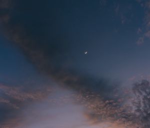 Preview wallpaper moon, sky, clouds, sunset, night, porous