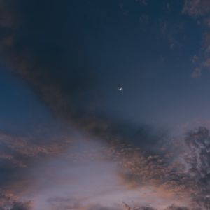 Preview wallpaper moon, sky, clouds, sunset, night, porous