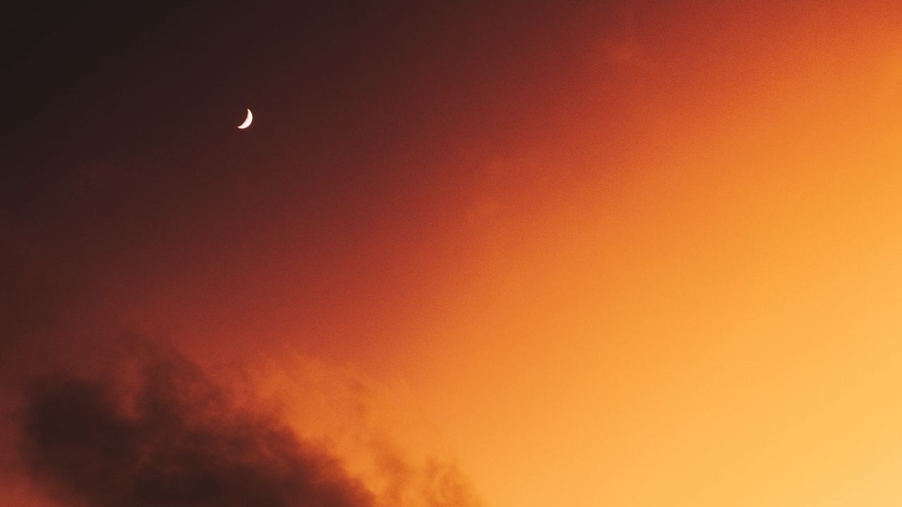 Wallpaper moon, sky, clouds, sunset, twilight