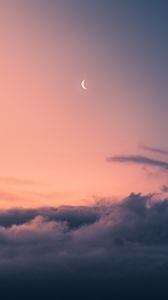 Preview wallpaper moon, sky, clouds, evening