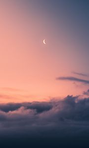 Preview wallpaper moon, sky, clouds, evening