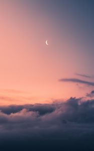 Preview wallpaper moon, sky, clouds, evening