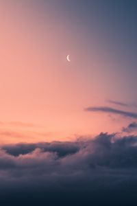 Preview wallpaper moon, sky, clouds, evening