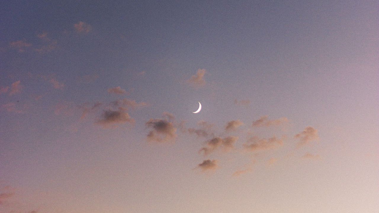 Wallpaper moon, sky, clouds, dusk