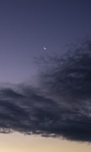 Preview wallpaper moon, sky, clouds, evening, dusk