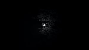 Preview wallpaper moon, sky, clouds, night, black and white, black