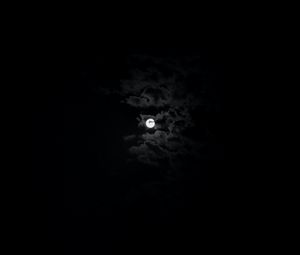 Preview wallpaper moon, sky, clouds, night, black and white, black