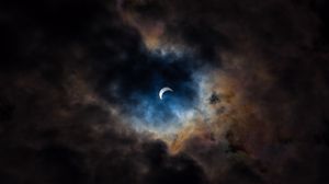 Preview wallpaper moon, sky, clouds, night, dark