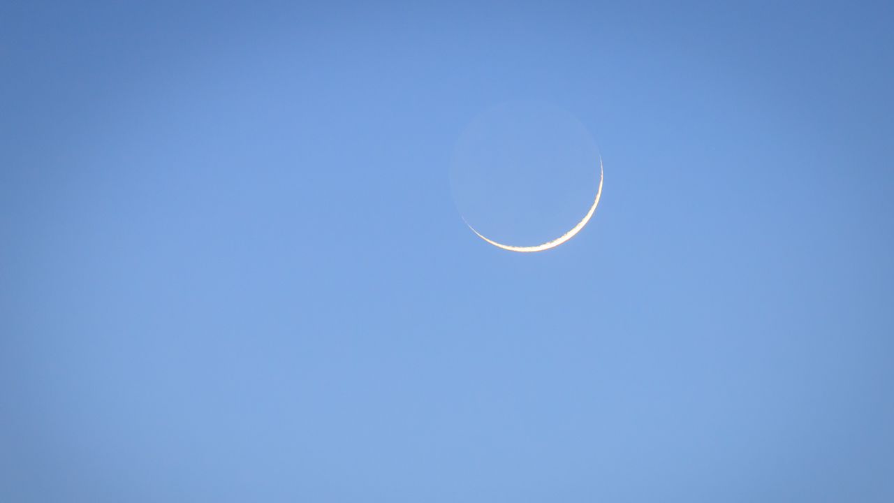 Wallpaper moon, sky, minimalism, blue