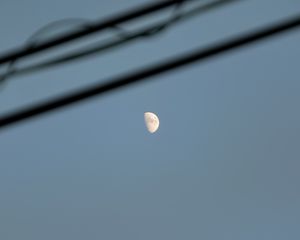 Preview wallpaper moon, sky, night, wires