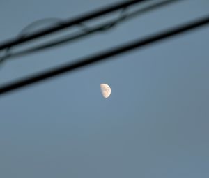 Preview wallpaper moon, sky, night, wires