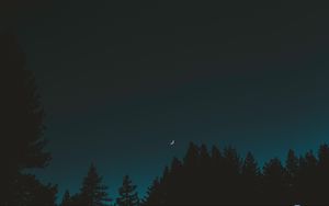 Preview wallpaper moon, sky, night, trees, crescent