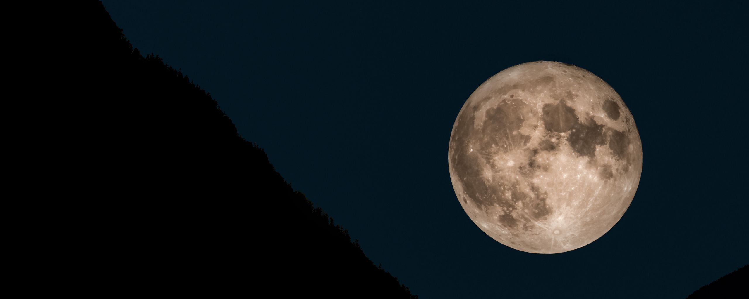 Download wallpaper 2560x1024 moon, slope, night ultrawide monitor hd