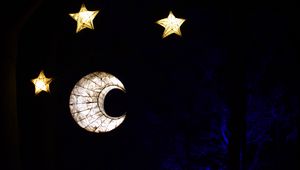 Preview wallpaper moon, star, glow, dark