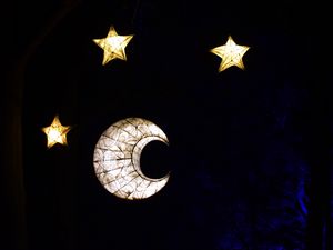 Preview wallpaper moon, star, glow, dark