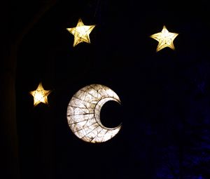 Preview wallpaper moon, star, glow, dark