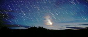 Preview wallpaper moon, star, night, long exposure, movement, darkness