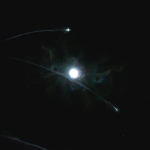 Preview wallpaper moon, stars, art, rays, sparks