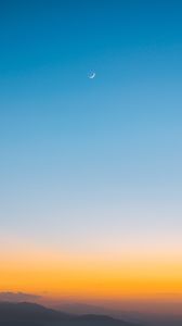 Preview wallpaper moon, sunset, mountains, landscape