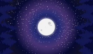 Preview wallpaper moon, trees, art, moonlight, forest