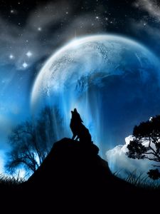 Preview wallpaper moonlight, wolf, fantasy