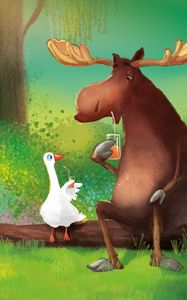 Preview wallpaper moose, goose, friends, juice, art