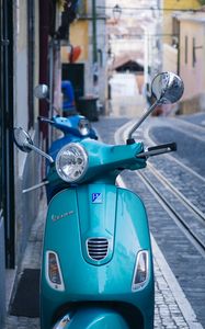 Preview wallpaper moped, blue, handlebar
