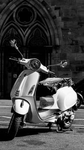 Preview wallpaper moped, headlight, black and white