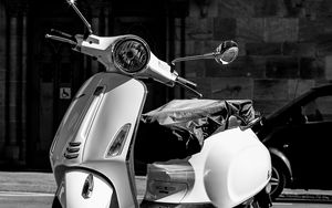 Preview wallpaper moped, headlight, black and white