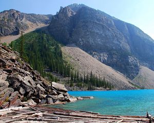 Preview wallpaper moraine lake, canada, alberta, mountain landscape