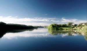 Preview wallpaper morning, water, sky, blue, village