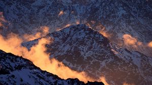 Preview wallpaper morocco, mountains, tops, snow, fog