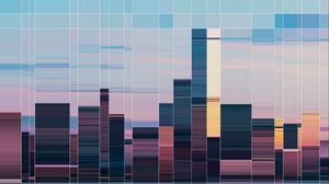 Preview wallpaper mosaic, city, figures, abstraction
