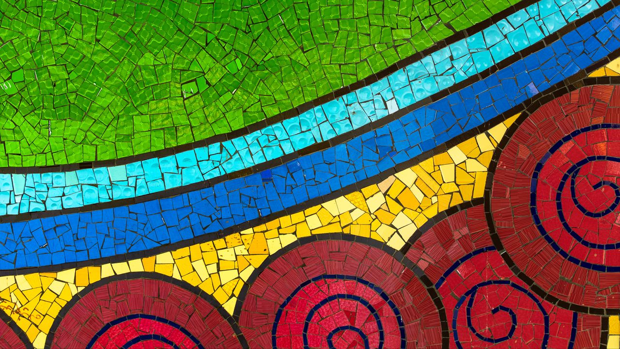 Wallpaper mosaic, colorful, patterns, wall, details