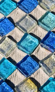 Preview wallpaper mosaic, glass, sand, texture, blue