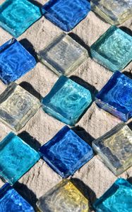 Preview wallpaper mosaic, glass, sand, texture, blue